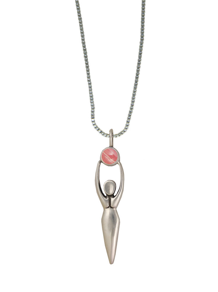 Sterling Silver Women Pendant With Rhodocrosite